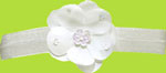 No Slippy Hair Clippy Lindsey White Flower w/Sequins on Organdy Band 