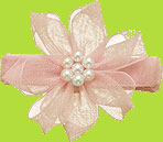 No Slippy Hair Clippy Pink Grace Silk Flower w/Pearls Alligator Clip