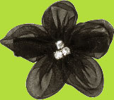 No Slippy Hair Clippy Black Jillian Organza Flower w/Rhinestone Hair Clip
