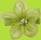 Resin Green Jillian Organza Flower w/Rhinestones