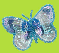 No Slippy Hair Clippy "Kelly" Turquoise Large Sequins Butterfly Hair Clip 