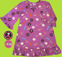 Papbear Peace and Love Cotton Flannel Loungeabout Gown