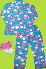 Papbear Flying Pigs Cotton Flannel Loungeabout Set