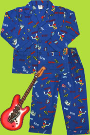 Papbear Blue Rock and Roll  Cotton Flannel Loungeabout Set