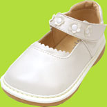 Pippytoes White Mary Jane with Flowers on the Strap