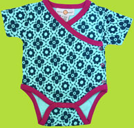 Organic Cotton  Sea Blue Floral Short Sleeve Kimono Bodysuit 