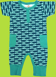 Organic Cotton Ocean Blue Short Sleeve Romper