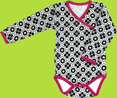 Organic Baby Onesie Black and White Floral Cotton