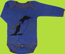 Positively Organic Blue Baby Onesie w/Penguin