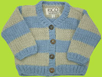 Rico handknit baby, infant and toddler boy chambray/khaki button-up cardigan