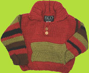 Rico handknits infant and toddler boy rust combo knit sweater with pocket