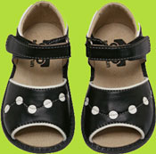 See Kai Run Dorothy Black Sandals w/White Polka Dots