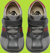 See Kai Run Samuel Leather and Suede Gray Shoe with Red Accents