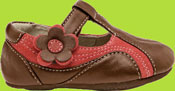 See Kai Run Smaller Ali Brown Leather and Coral Suede Shoe for Babies