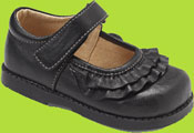Belle  Black Leather Ruffle Mary Jane for Children