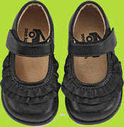 See Kai Run Belle Black Leather Ruffle Mary Jane 