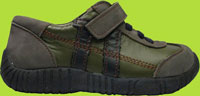 Side View of See Kai Run Caper Olive and Navy Trainer w/Gray Accents