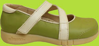 Side View of See Kai Run Cate Green/Cream Shoe 