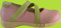 Side View of See Kai Run Cate Pink/Green Shoe 
