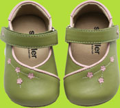 See Kai Run Hadley Leaf Green Mary Jane w/Pink Flower 