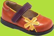 See Kai Run Jada Orange Marmalade Mary Jane w/Golden Flower for Children