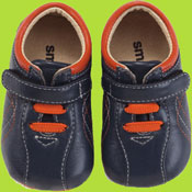 Smaller Jasper Navy Shoe with Orange Accents 