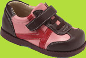 See Kai Run Kai Pink and Brown &ldquo;K&rdquo; Trainer with Red Accents for Children