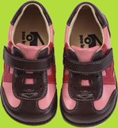 See Kai Run Kai Pink and Brown &ldquo;K&rdquo; Trainer with Red Accents 