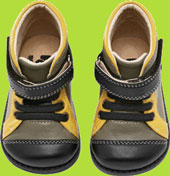 Kian Black, Olive and Mustard Yellow Leather Boots for Kids