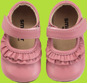 Smaller Kristine Pink Ruffle Leather Mary Jane 