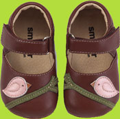 Madilyn Brown Mary Jane with Pink Bird Applique by See Kai Run Smaller