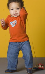 See Kai Run Smaller Jasper Navy Shoes with Orange Laces