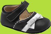 Luna Black Leather Mary Jane With Silver Bow by See Kai Run Smaller