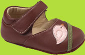 Smaller Madilyn Brown Mary Jane with Pink Bird Applique 