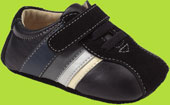 Piran Black Trainer with White, Gray and Navy Stripe by See Kai Run Smaller