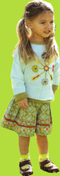 Shilav Eskimo Ice Ribbon Design Sweater and Olive Damask Print Skirt