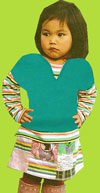 Shilav Royal Funk Turquoise Striped Sleeve Top and Multi Pieced Skirt