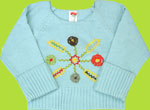 Shilav Eskimo Ice Ribbon Sweater with Yarn and Fabric Embroideries