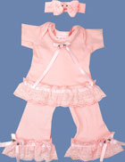 Bebemonde Pink Eyelet Pant Set and Head Band