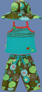 Catimini Spirit Ethnique Reversible Floppy Hat, Tank Top, and Pant