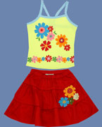 Zutano Collectibles Daisies Shirt and Red Skirt