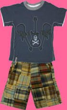 CR Sports Rock-n-Roll Tee with Patchwork Shorts