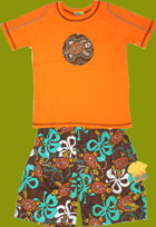 CR Kids Plaid Fish Turtle T-shirt and Hibiscus Turtle Swim Trunks