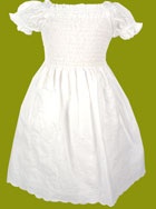 Ma Petite Amie White Bali Puff Sleeve Smock Dress