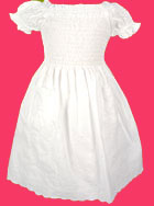 Ma Petite Amie White Bali Puff Sleeve Smock Dress