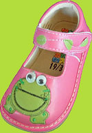 Pink Kids Squeaky Shoe with Frog Applique