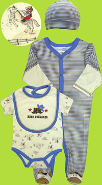 Vitamins Baby Buckaroo Footie, Onesie, Hat and Bib 