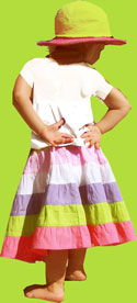 Young Colors Pastel Patchwork T-shirt and Six Tiered Skirt with Flower Pot Hat