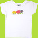 Young Colors Pastel Patchwork Cap Sleeve T-shirt with Flower Embroideries