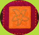 ZaZa Couture Orange and Berry Applique w/Gold Star Embroidery